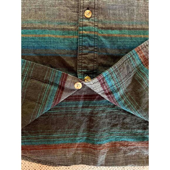 Carbon Mens Multicolor Button Up Short Sleeve Classic Fit Cotton XXL Color Block - Picture 5 of 10